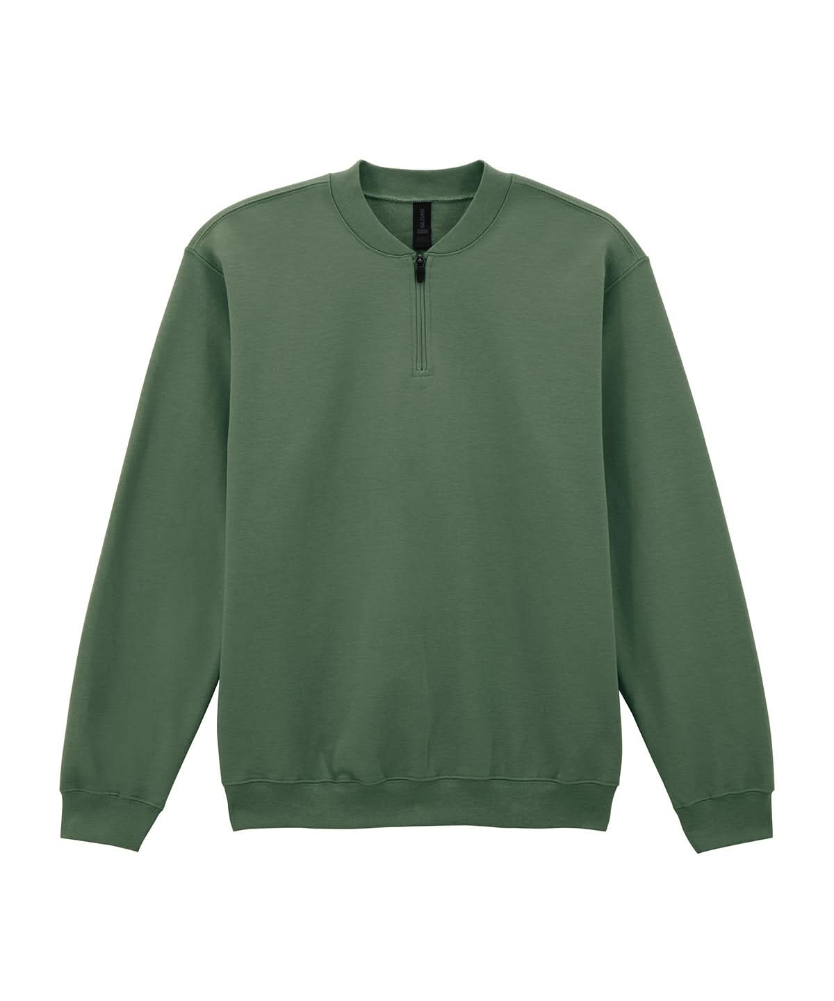 Gildan Softstyle Midweight Adult Fleece 14 Zip Sweatshirt GD069 - Military Green - Customisable Sweatshirts