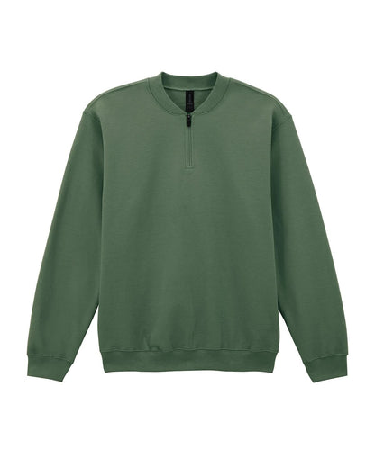 Gildan Softstyle Midweight Adult Fleece 14 Zip Sweatshirt GD069 - Military Green - Customisable Sweatshirts