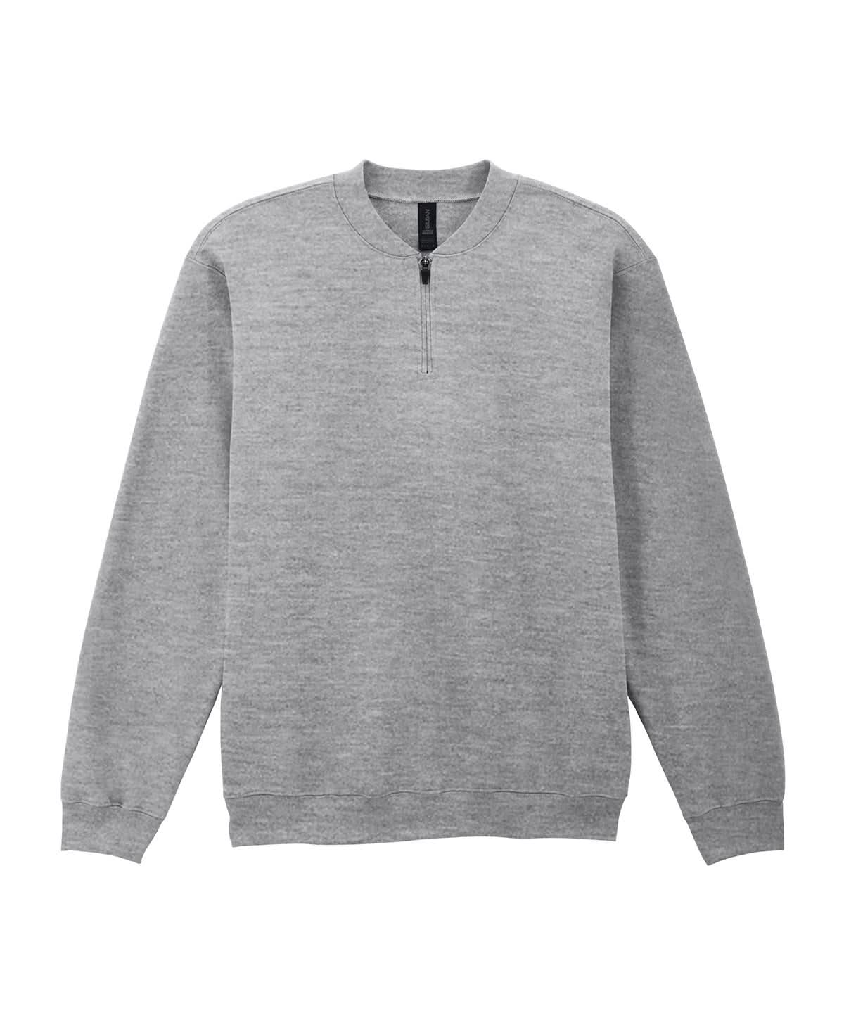 Gildan Softstyle Midweight Adult Fleece 14 Zip Sweatshirt GD069 - Ringspun Sport Grey - Customisable Sweatshirts