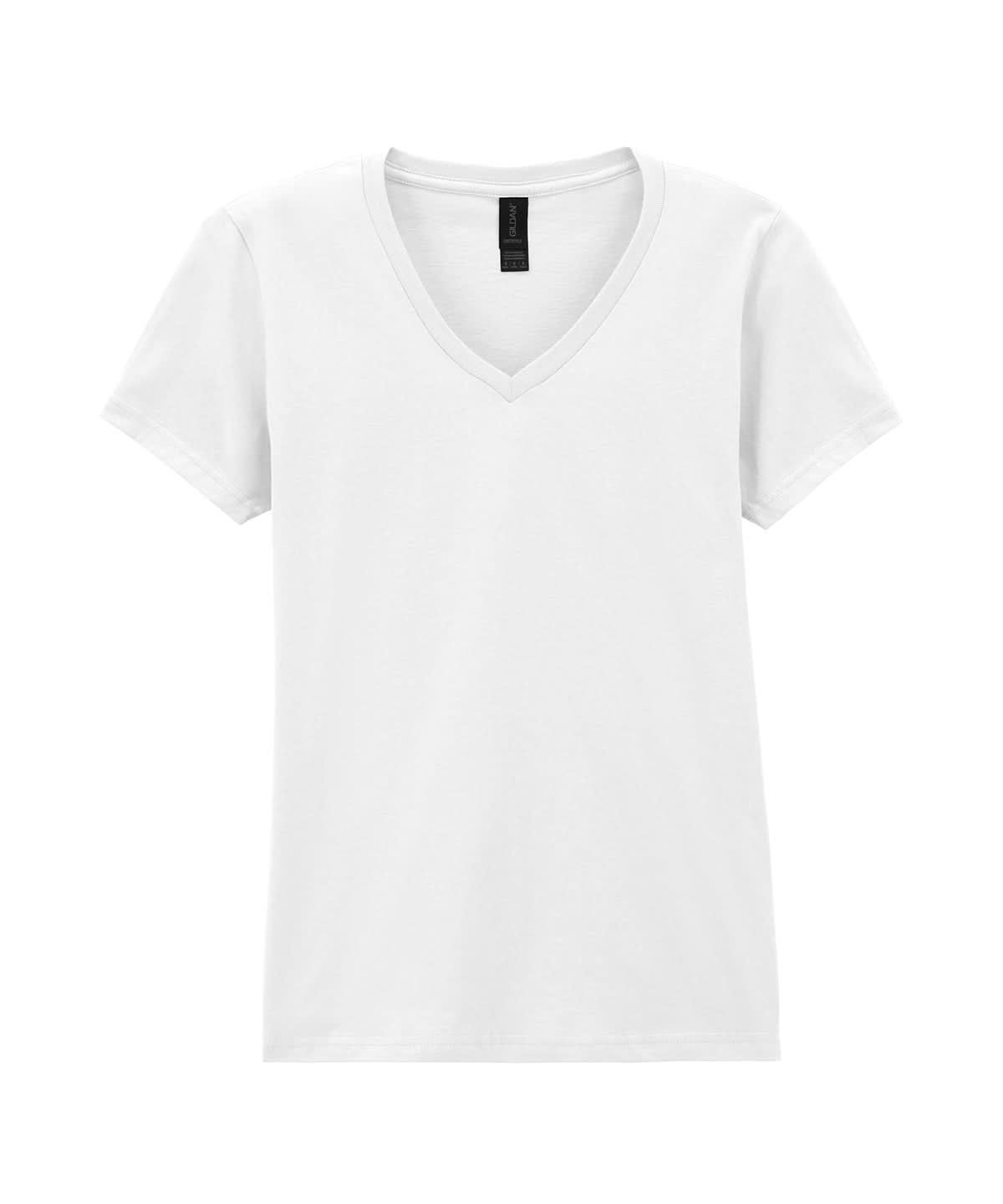 Gildan Softstyle Womens V Neck T Shirt GD078 - White - Customisable T-Shirts