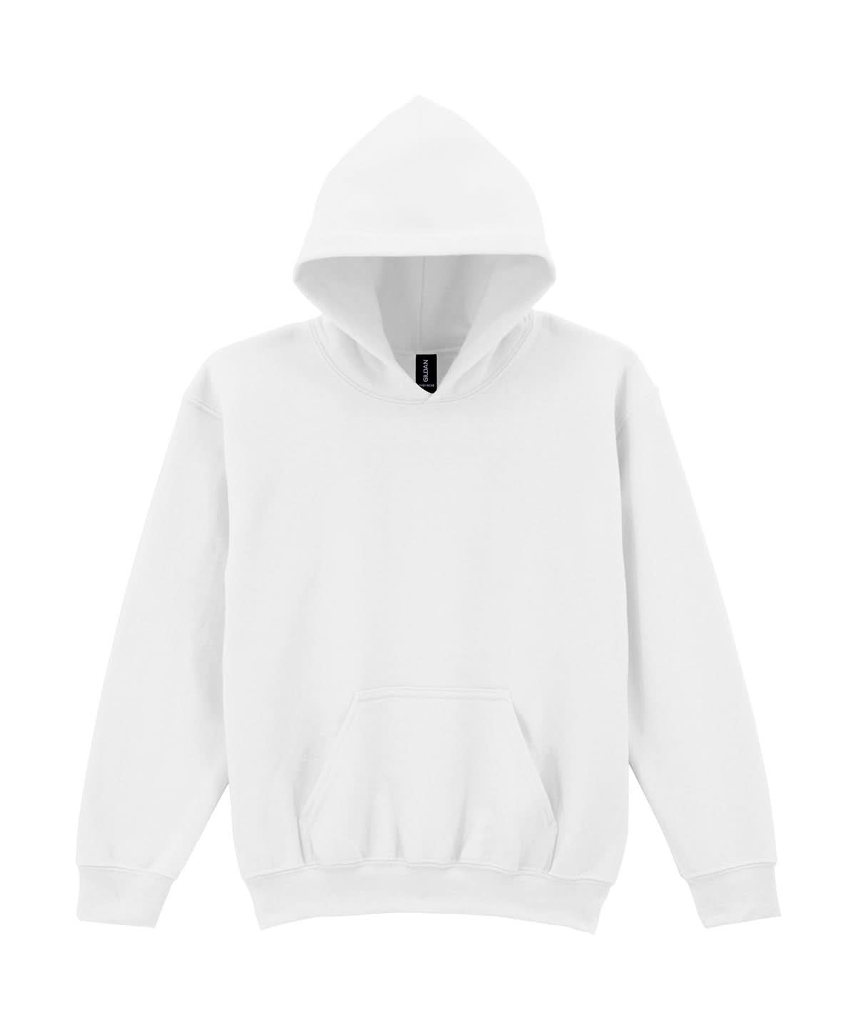 Gildan Heavy Blend Youth Hooded Sweatshirt GD57B - White - Customisable Sweatshirts