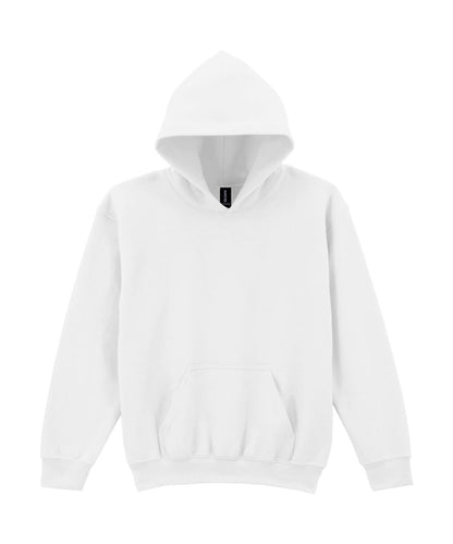 Gildan Heavy Blend Youth Hooded Sweatshirt GD57B - White - Customisable Sweatshirts
