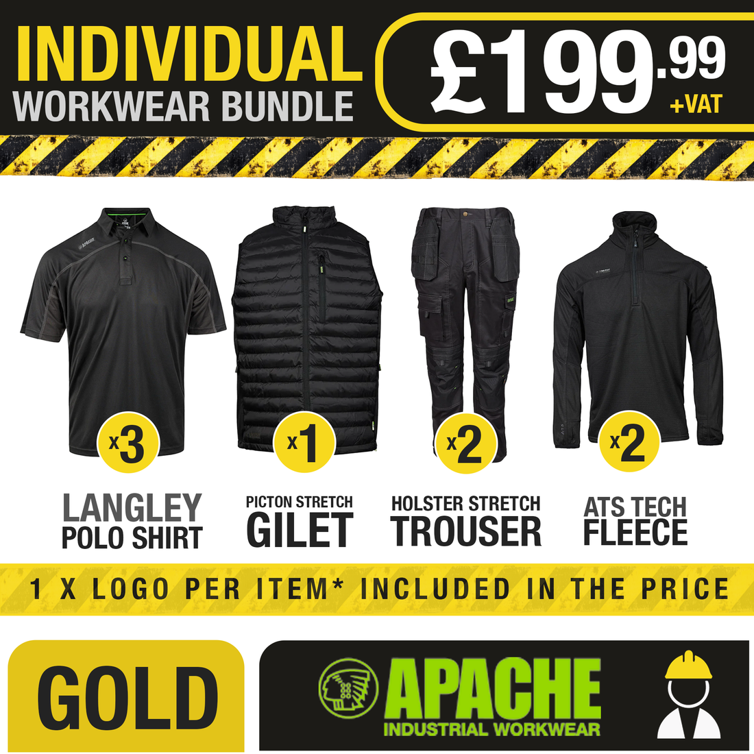 Gold Individual Workwear Bundle - Free Logos - - Customisable