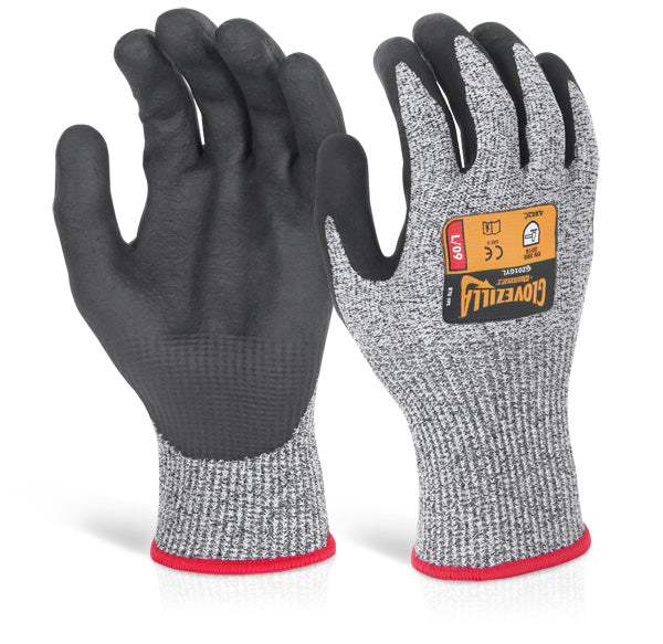 Glovezilla Beeswift Glovezilla Nitrile Palm Coated Gloves - Grey - Customisable Cut Resistant