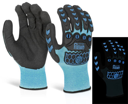 Glovezilla Beeswift Glovezilla Glow In The Dark Foam Nitrile Coated Gloves - Blue XXL - Customisable Nitrile