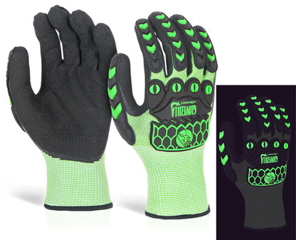 Glovezilla Beeswift Glovezilla Glow In The Dark Foam Nitrile Coated Gloves - Green - Customisable Nitrile