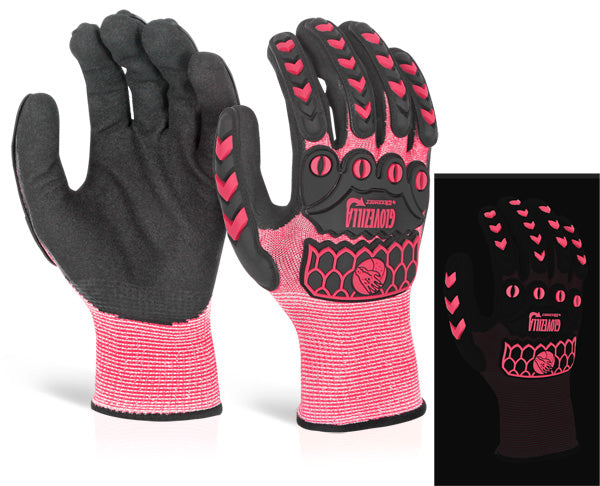 Glovezilla Beeswift Glovezilla Glow In The Dark Foam Nitrile Coated Gloves - Pink - Customisable Nitrile