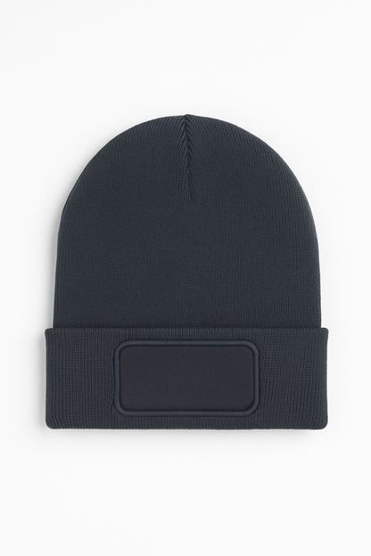 Rectangular Patch Beanie - UC411 - Graphite Grey One - Customisable HEADWEAR