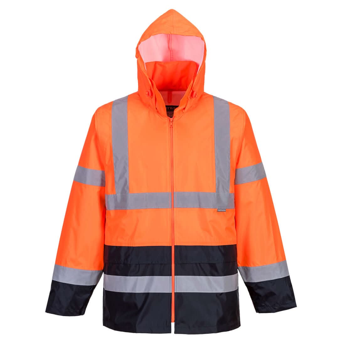 Portwest Hi Vis Contrast Classic Rain Jacket H443 - Orange Navy - Customisable Jacket