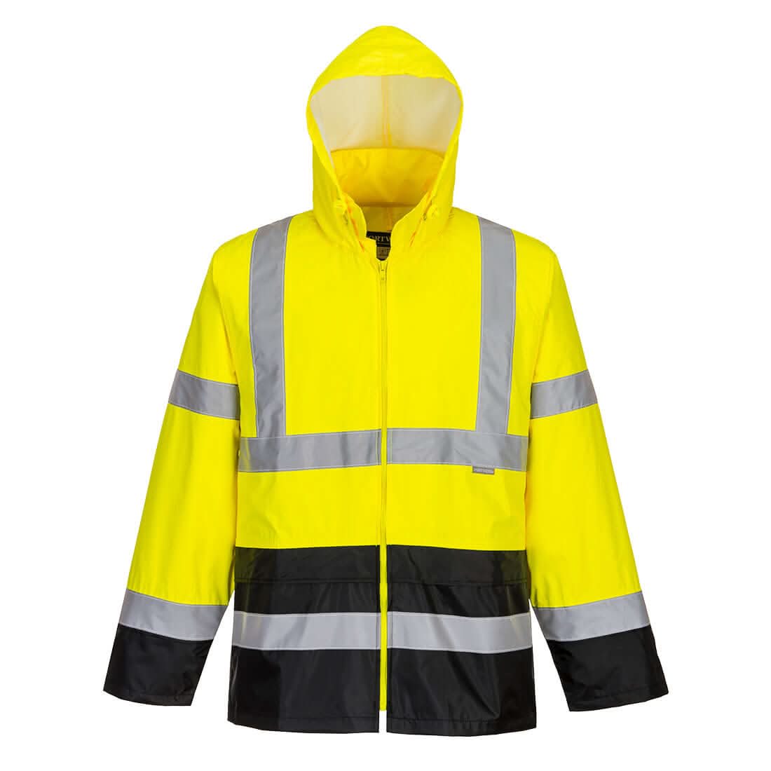 Portwest Hi Vis Contrast Classic Rain Jacket H443 - Yellow Black - Customisable Jacket