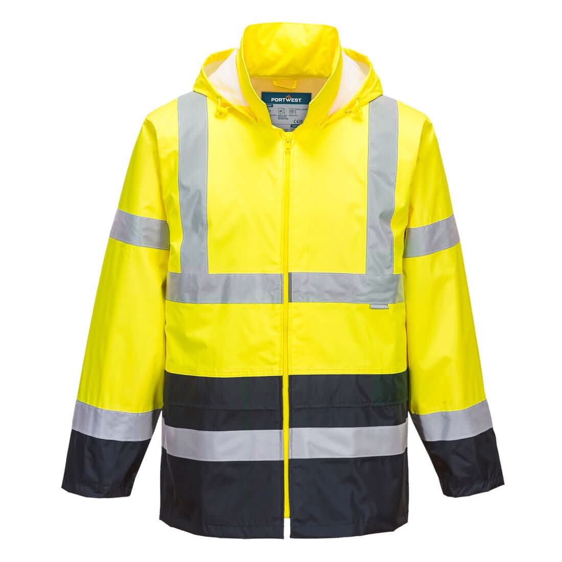 Portwest Hi Vis Contrast Classic Rain Jacket H443 - Yellow Navy - Customisable Jacket