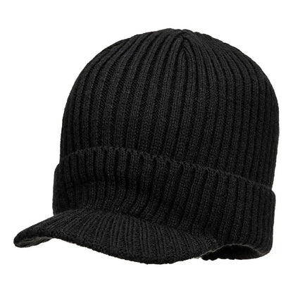 Beanie Hat With Peak Ha24 - Black - Customisable All Weather Accessories