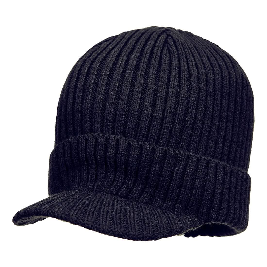 Portwest Beanie Hat With Peak HA24 - Navy - Customisable Hats