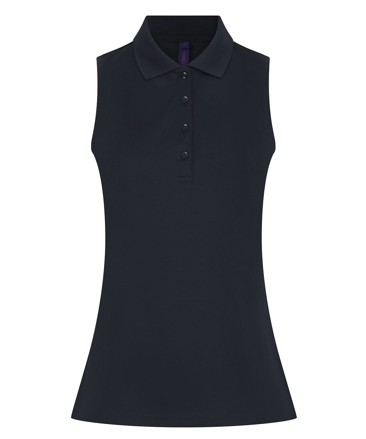 Henbury WomenS Sleeveless Coolplus Polo Shirt HB477 - Navy - Customisable Polos