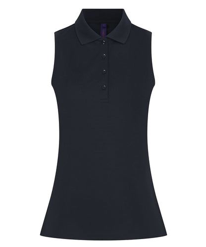 Henbury WomenS Sleeveless Coolplus Polo Shirt HB477 - Navy - Customisable Polos