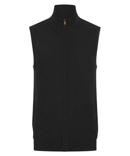 Henbury Sleeveless Zip Through Jumper HB711 - Black - Customisable Gilets &amp; Body Warmers