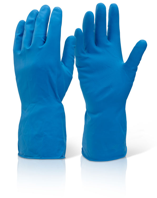 Beeswift Household Medium Weight Gloves - Blue - Customisable Latex