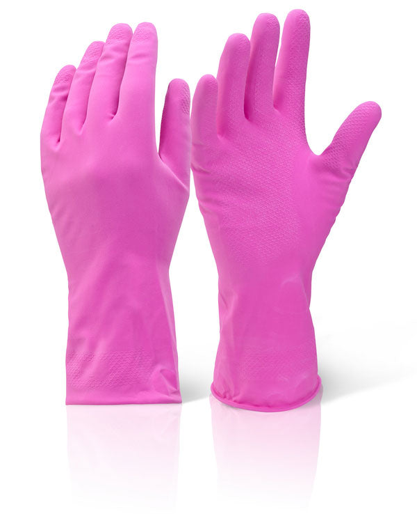 Beeswift Household Medium Weight Gloves - Pink - Customisable Latex
