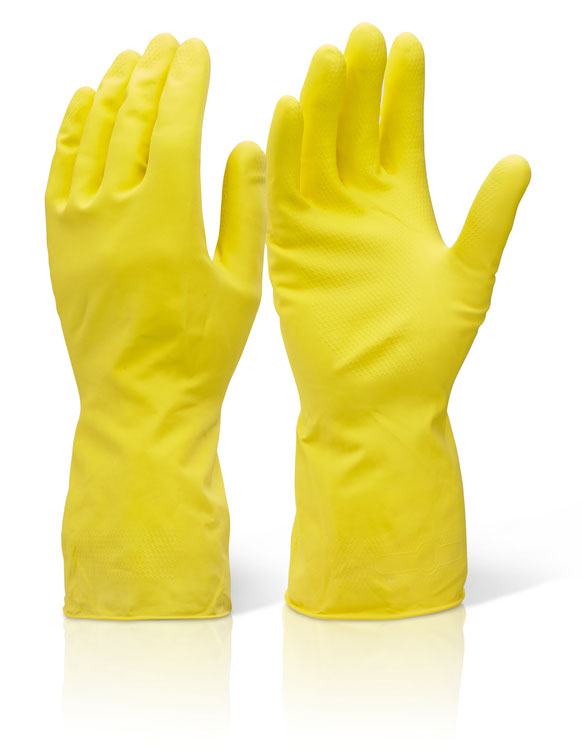 Beeswift Household Medium Weight Gloves - Yellow - Customisable Latex