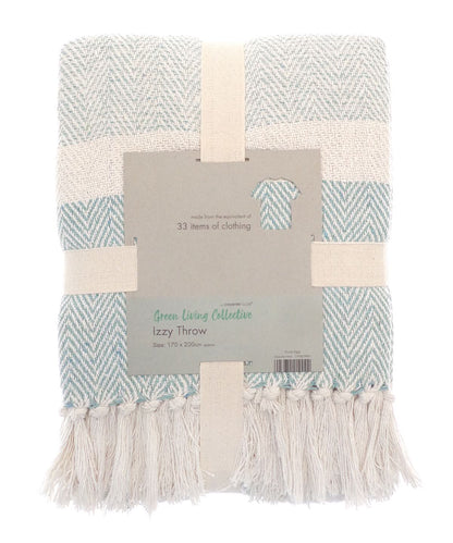 Home &amp; Living Izzy recycled throw HL208 - Duck Egg One size - Customisable Blanket