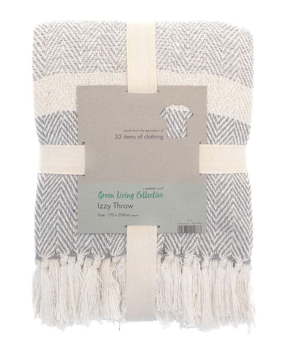 Home &amp; Living Izzy recycled throw HL208 - Grey One size - Customisable Blanket