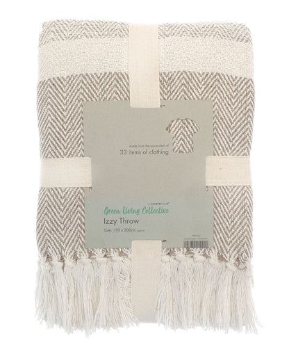 Home &amp; Living Izzy recycled throw HL208 - Natural One size - Customisable Blanket
