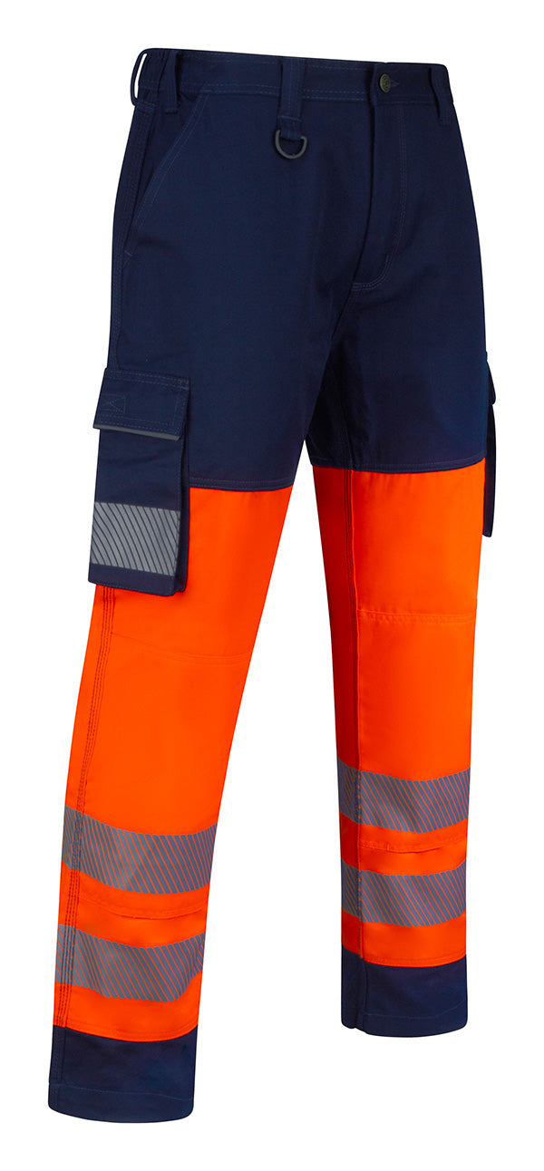 Beeswift Guardian Hi Vis Safety Combat Trousers - Orange Navy - Customisable Trousers