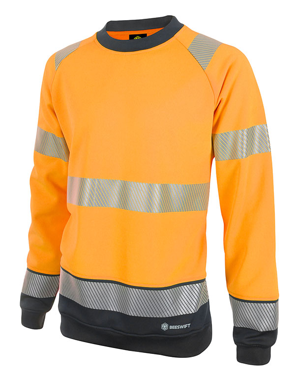Deltic Beeswift Deltic Hi Vis Two Tone Sweatshirt - Orange Black - Customisable Sweatshirts
