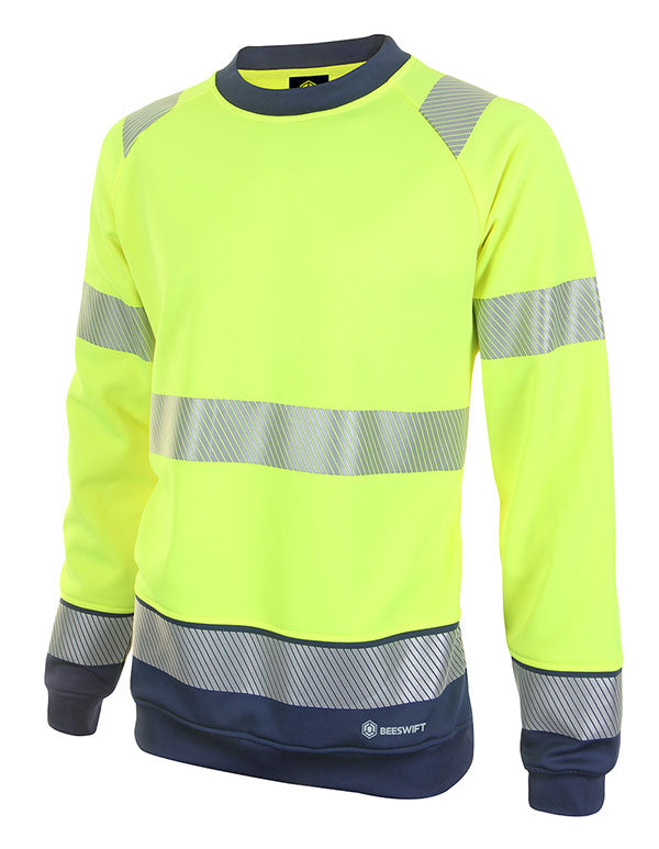 Deltic Beeswift Deltic Hi Vis Two Tone Sweatshirt - Saturn Yellow Navy - Customisable Sweatshirts