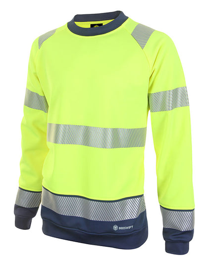 Deltic Beeswift Deltic Hi Vis Two Tone Sweatshirt - Saturn Yellow Navy - Customisable Sweatshirts