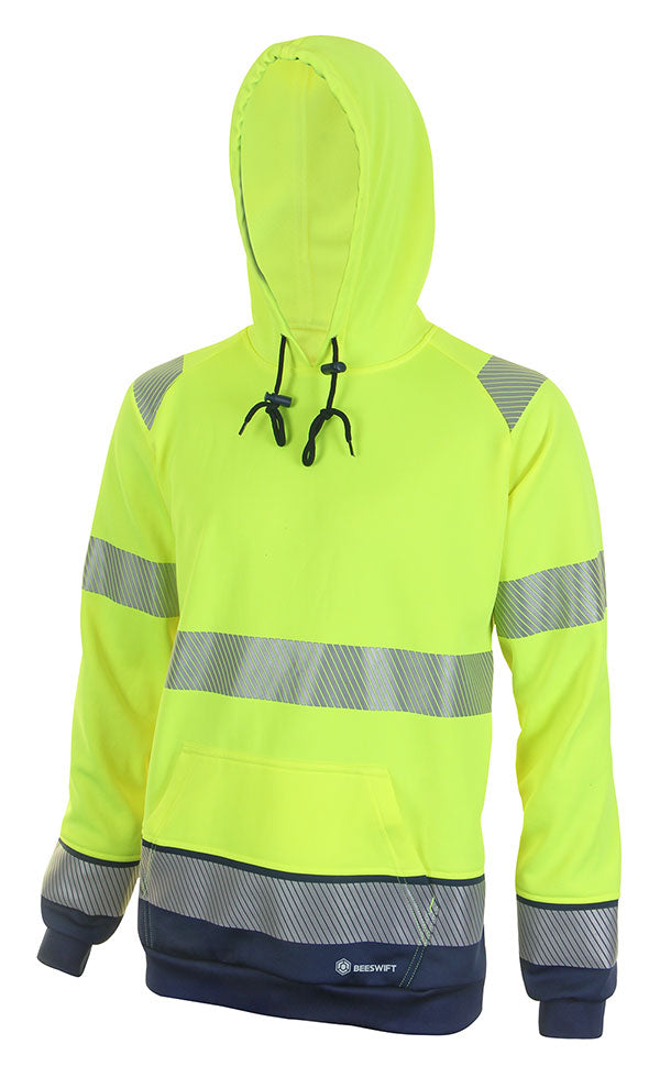 Deltic Beeswift Deltic Hi Vis Two Tone Hoodie - Saturn Yellow Navy S - Customisable Sweatshirts