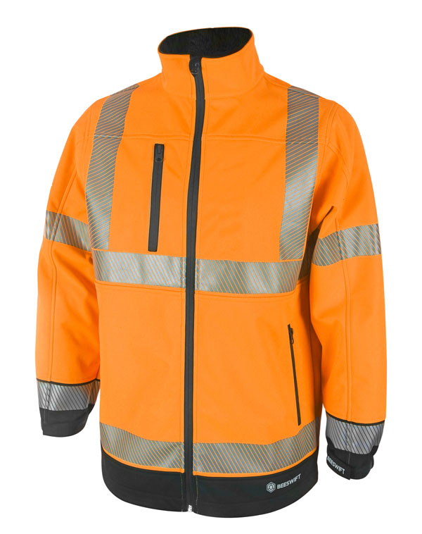 Deltic Beeswift Deltic Hi Vis Two Tone Soft Shell Jacket - Orange Black - Customisable Jackets
