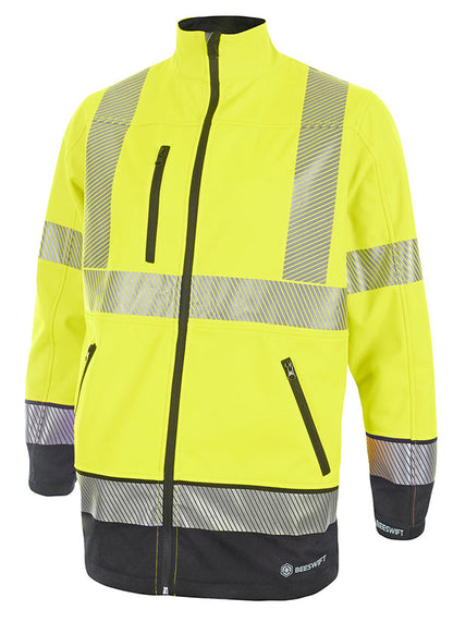 Deltic Beeswift Deltic Hi Vis Two Tone Soft Shell Jacket - Saturn Yellow Navy - Customisable Jackets