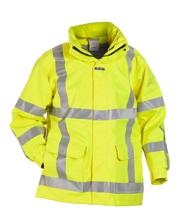 Hyd Sns Milti Norm Hydrowear Markelo Multi Sns Fire Retardant Hi Vis Anti Static Waterproof Parka Jacket - Saturn Yellow - Customisable Jacket