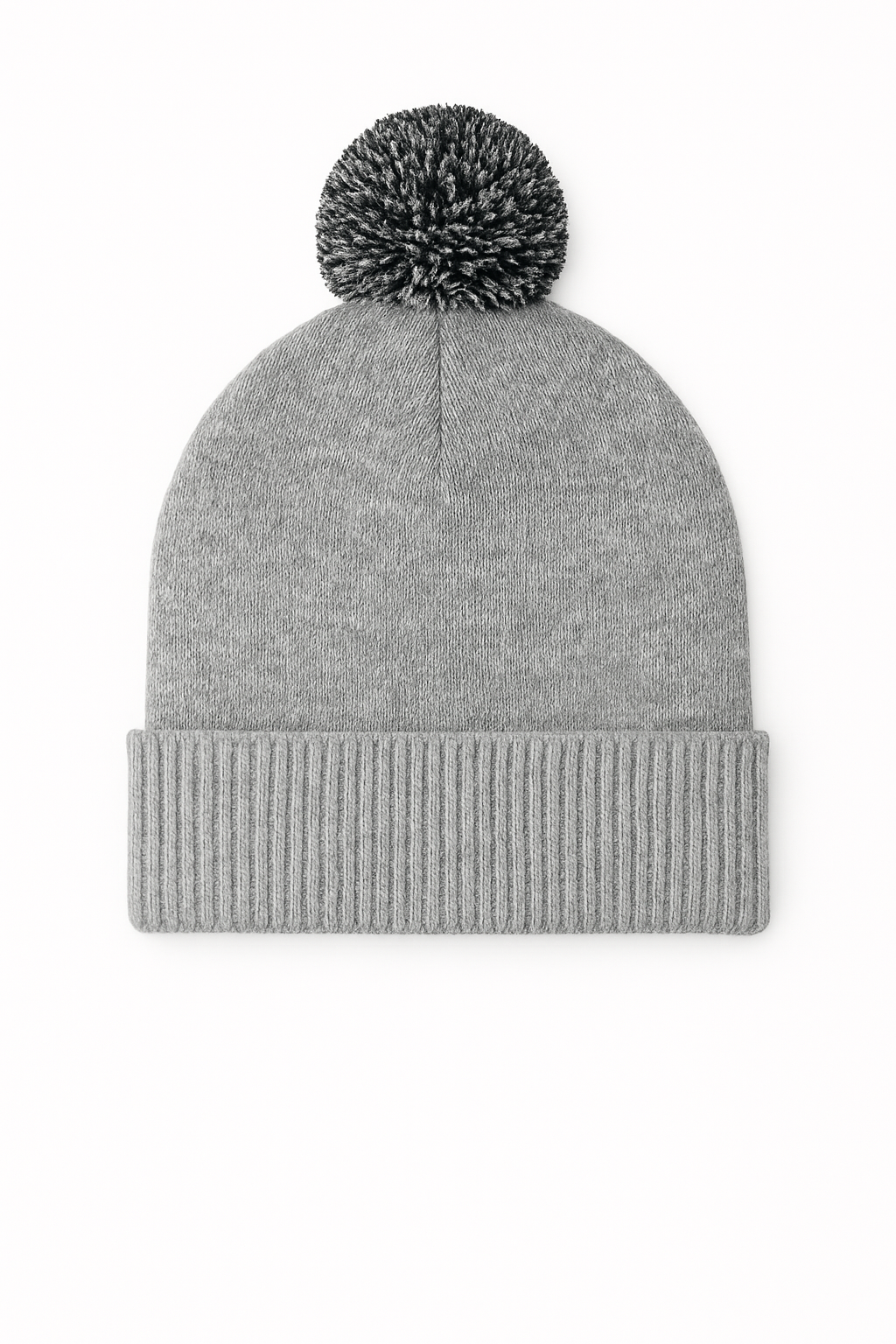Pom Pom Beanie - UC413 - Heather Grey Black One - Customisable HEADWEAR