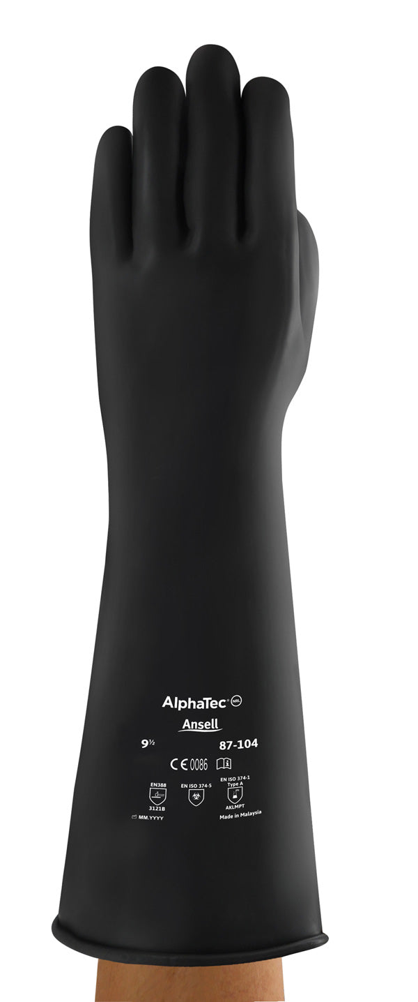 Ansell Industrial Latex Medium Weight &quot; Gauntlet - Black - Customisable Latex