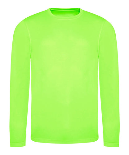 AWDis Just Cool Long sleeve cool T JC002 - Electric Green - Customisable T-Shirts