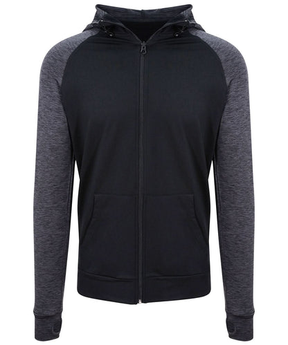 AWDis Just Cool Cool contrast zoodie JC057 - Black Black Slate Melange - Customisable Hoodies
