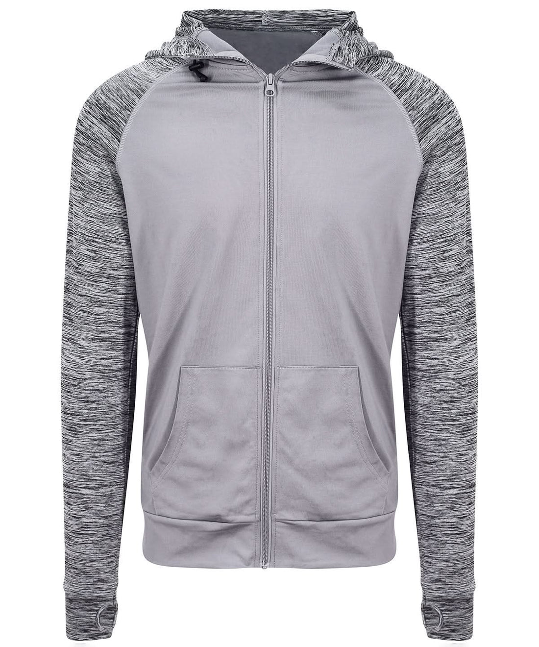 AWDis Just Cool Cool contrast zoodie JC057 - Grey Grey Melange - Customisable Hoodies