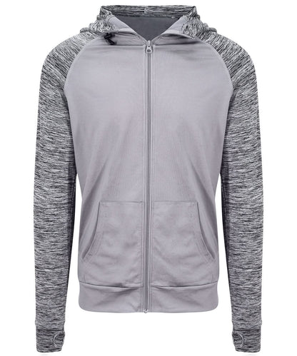 AWDis Just Cool Cool contrast zoodie JC057 - Grey Grey Melange - Customisable Hoodies
