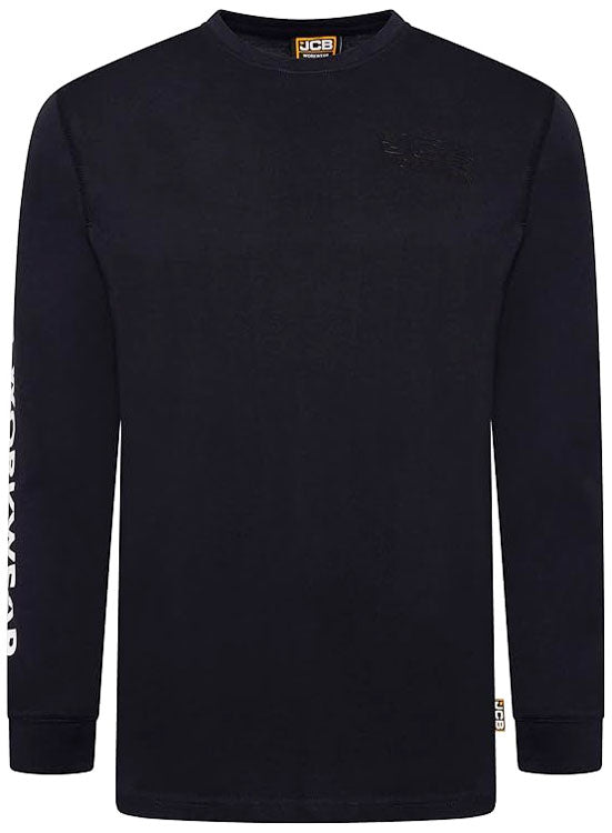 Jcb Workwear Jcb Workwear Banner Long Sleeve T Shirt - Navy Blue - Customisable Tee Shirts