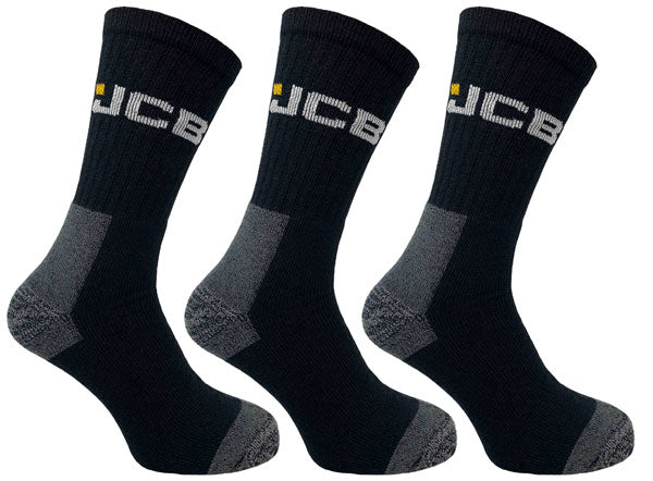 Jcb Workwear Work Socks With Added Elastane Jcbx000044 Y - Black 6-11 - Customisable Socks