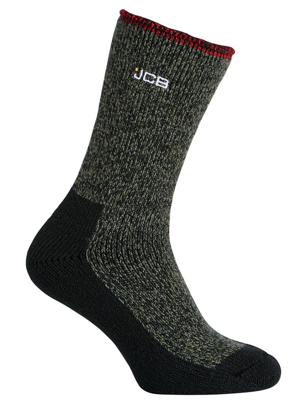 Jcb Workwear Jcb Workwear Thermasocks With Extended Achilles - Khaki Black 6-8.5 - Customisable Socks
