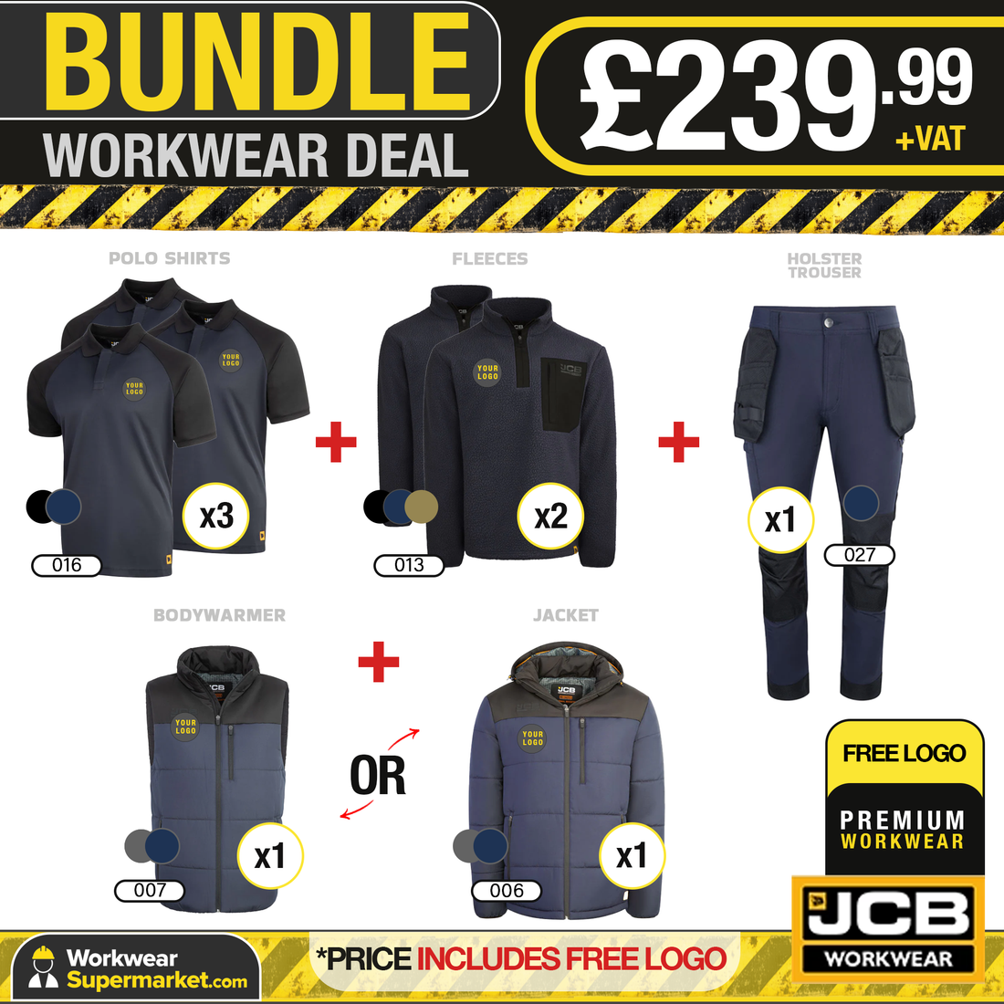 JCB Workwear Bundle - Free Logos