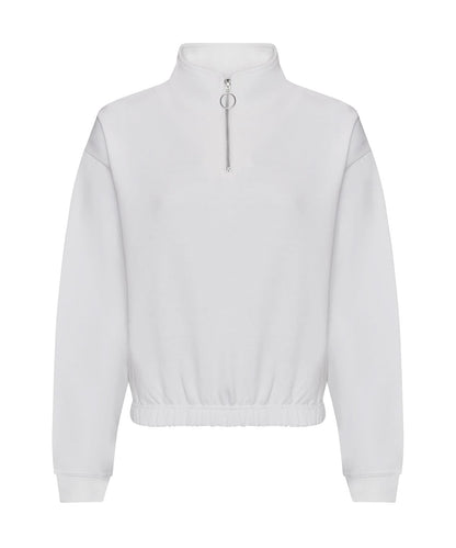 AWDis Just Hoods Womens cropped zip sweat JH037 - Arctic White - Customisable Sweatshirts