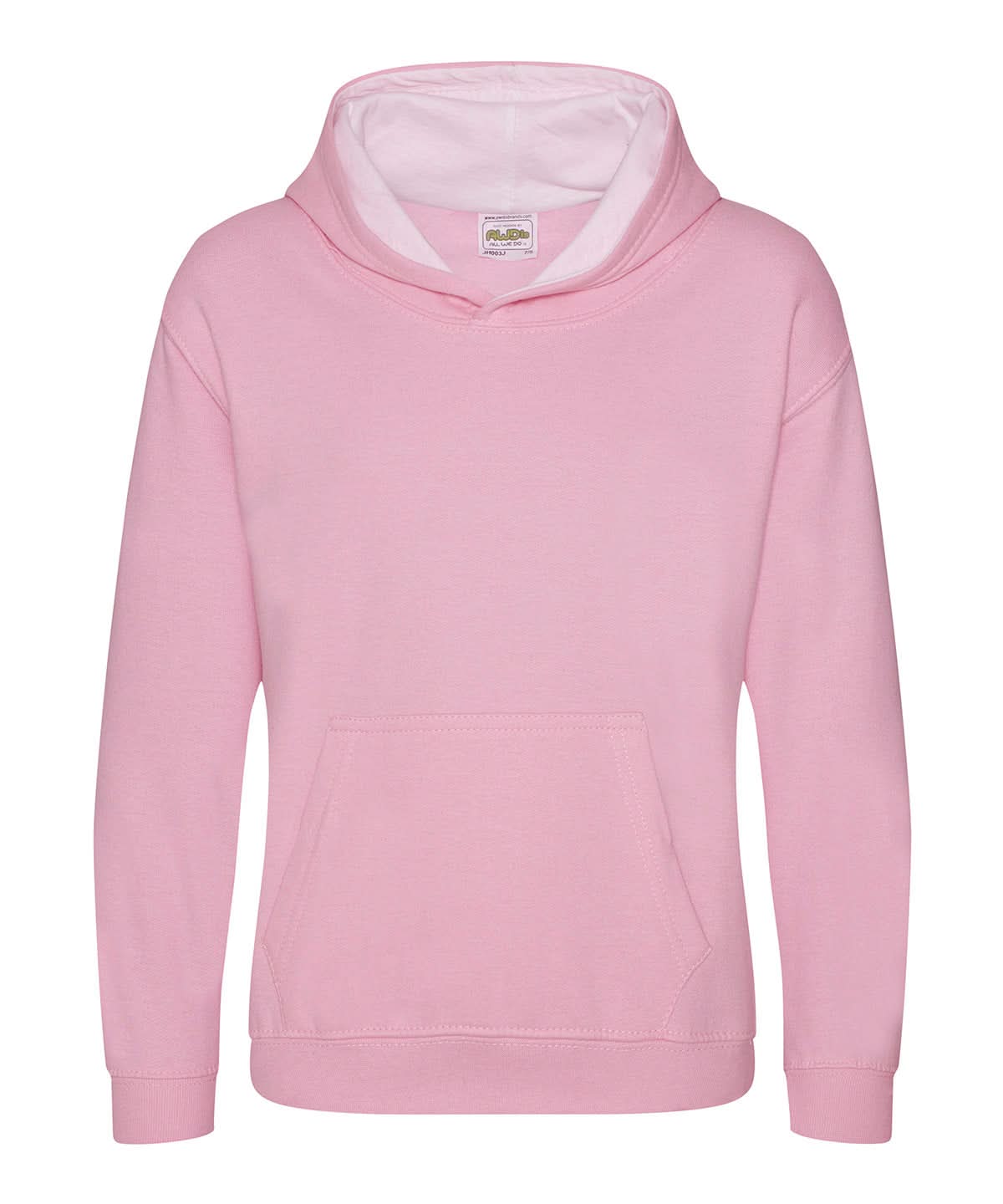 AWDis Just Hoods Kids varsity hoodie JH03J - Baby Pink Arctic White - Customisable Hoodies