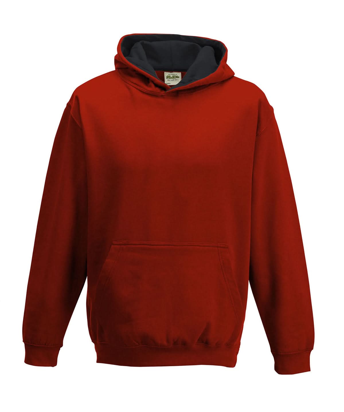 AWDis Just Hoods Kids varsity hoodie JH03J - Fire Red Jet Black - Customisable Hoodies
