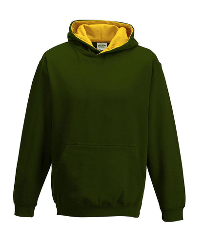AWDis Just Hoods Kids varsity hoodie JH03J - Forest Green Gold - Customisable Hoodies