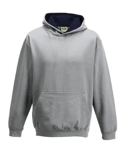 AWDis Just Hoods Kids varsity hoodie JH03J - Heather Grey French Navy - Customisable Hoodies