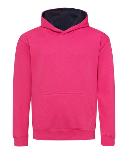 AWDis Just Hoods Kids varsity hoodie JH03J - Hot Pink French Navy - Customisable Hoodies